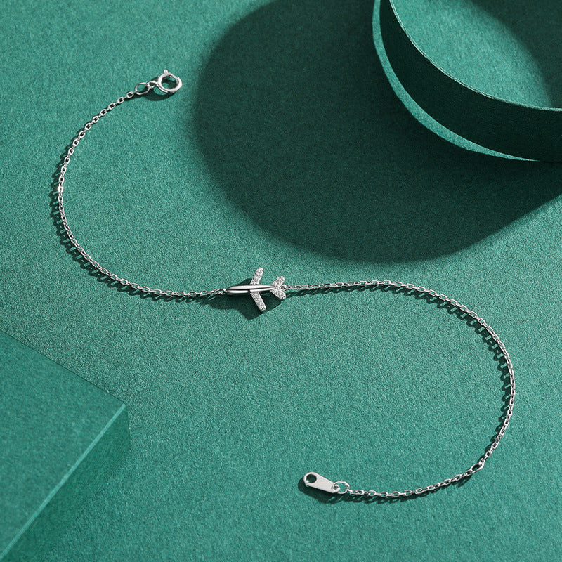 925 Sterling Silver Airplane Bracelet