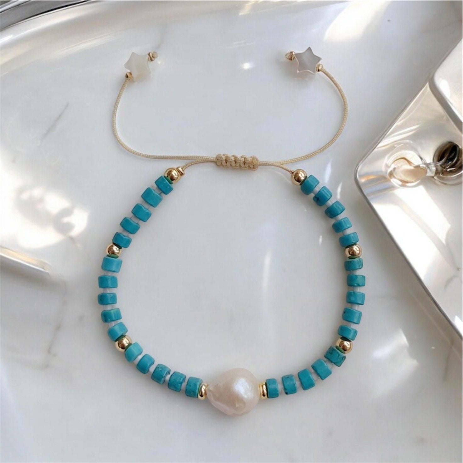 Turquoise Freshwater Pearl Bracelets