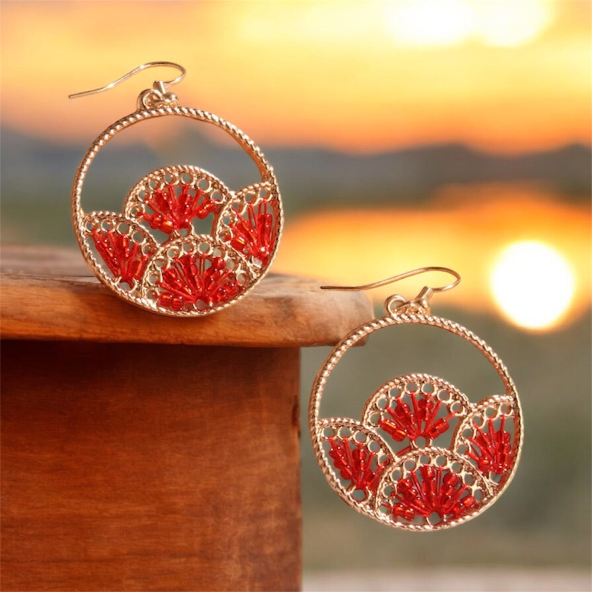 Beaded  Round Earrings