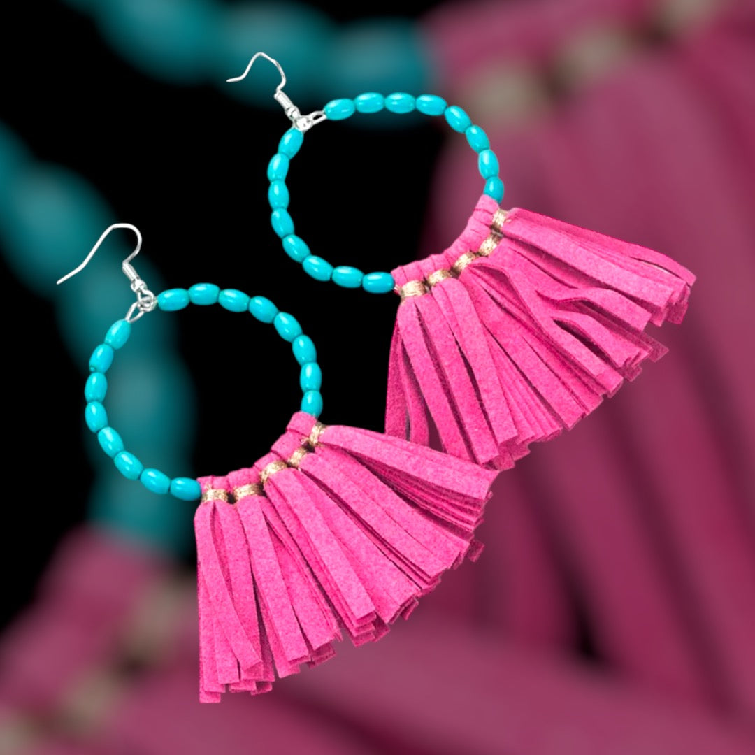 Boho Leather Tassel Earrings