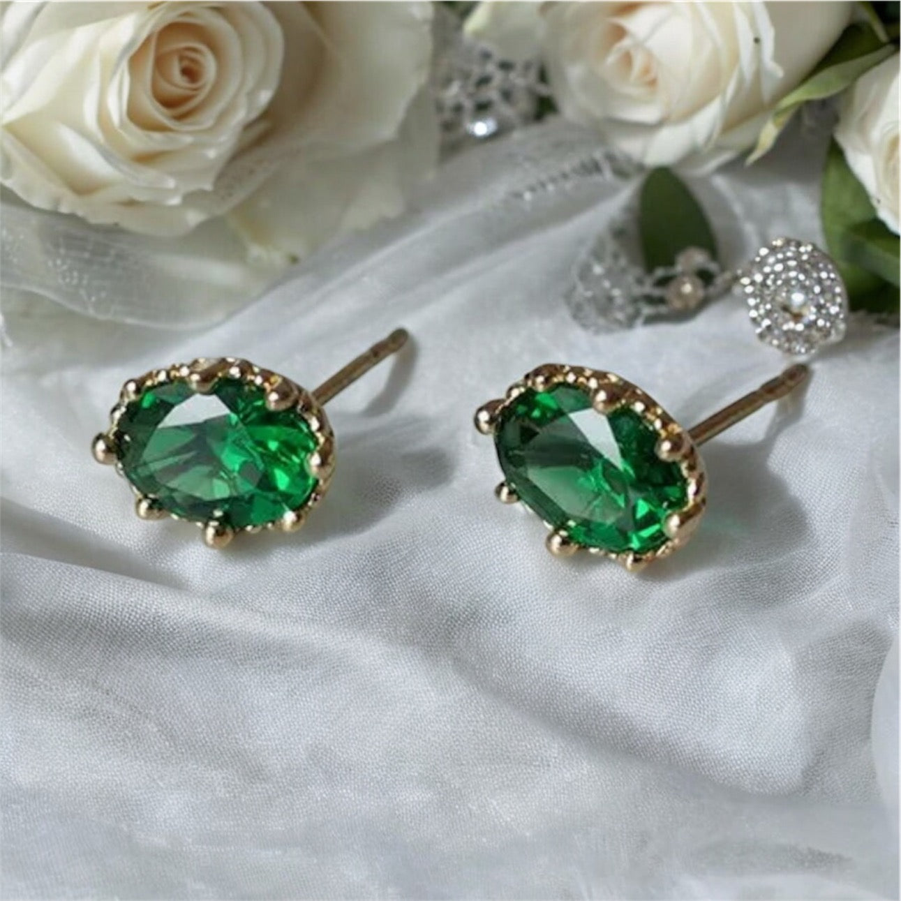 Oval Emerald Studs