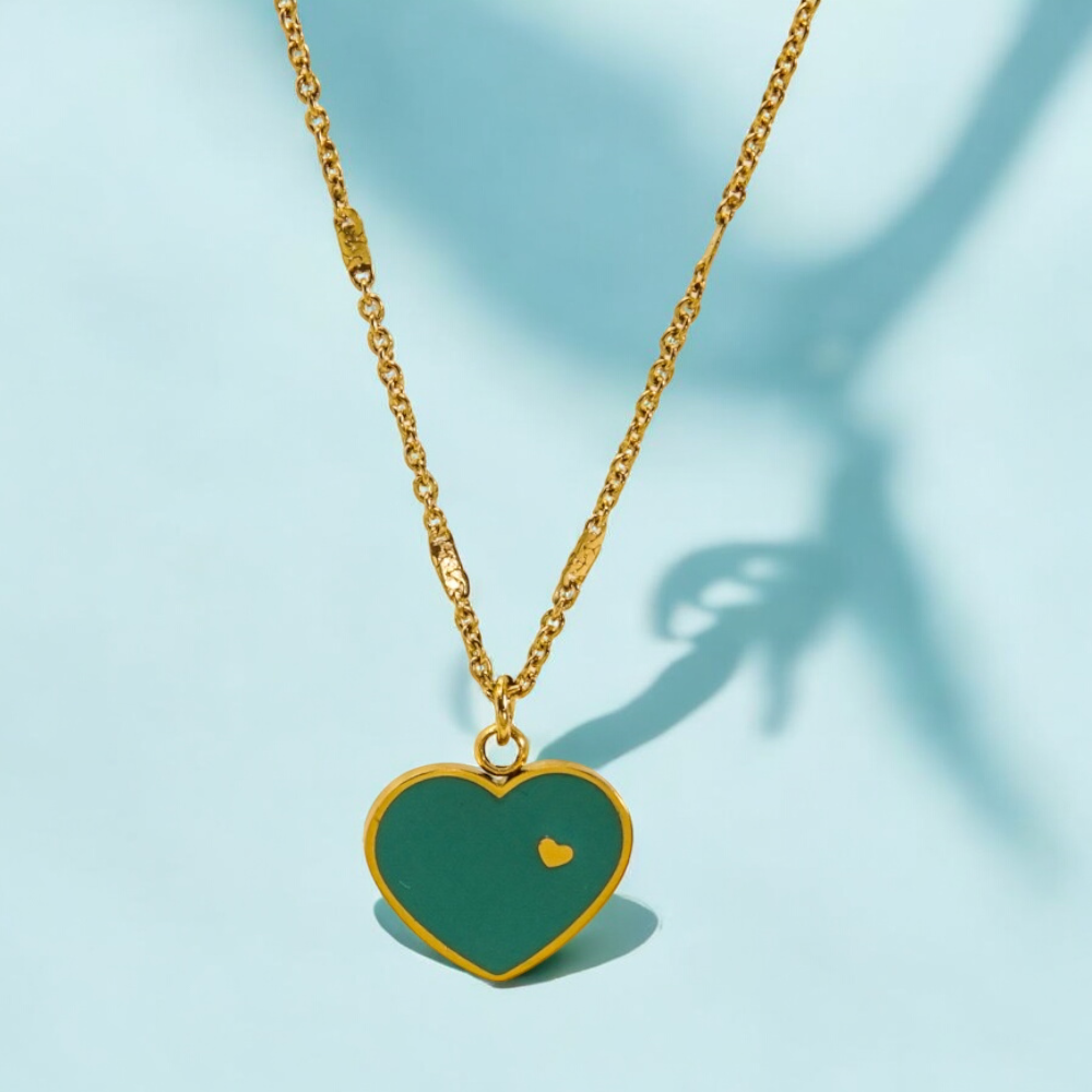 Mint Blue Heart Necklace