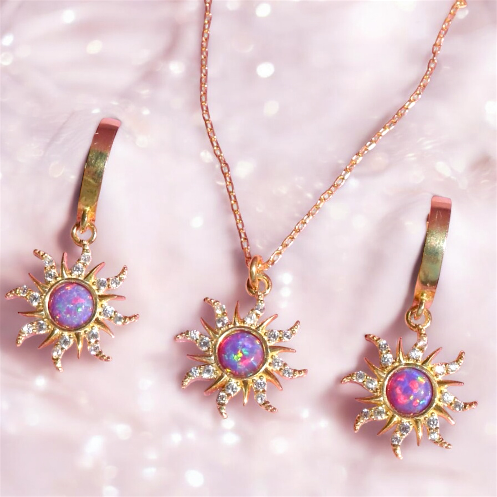 Sun Opal Necklace & Earrings