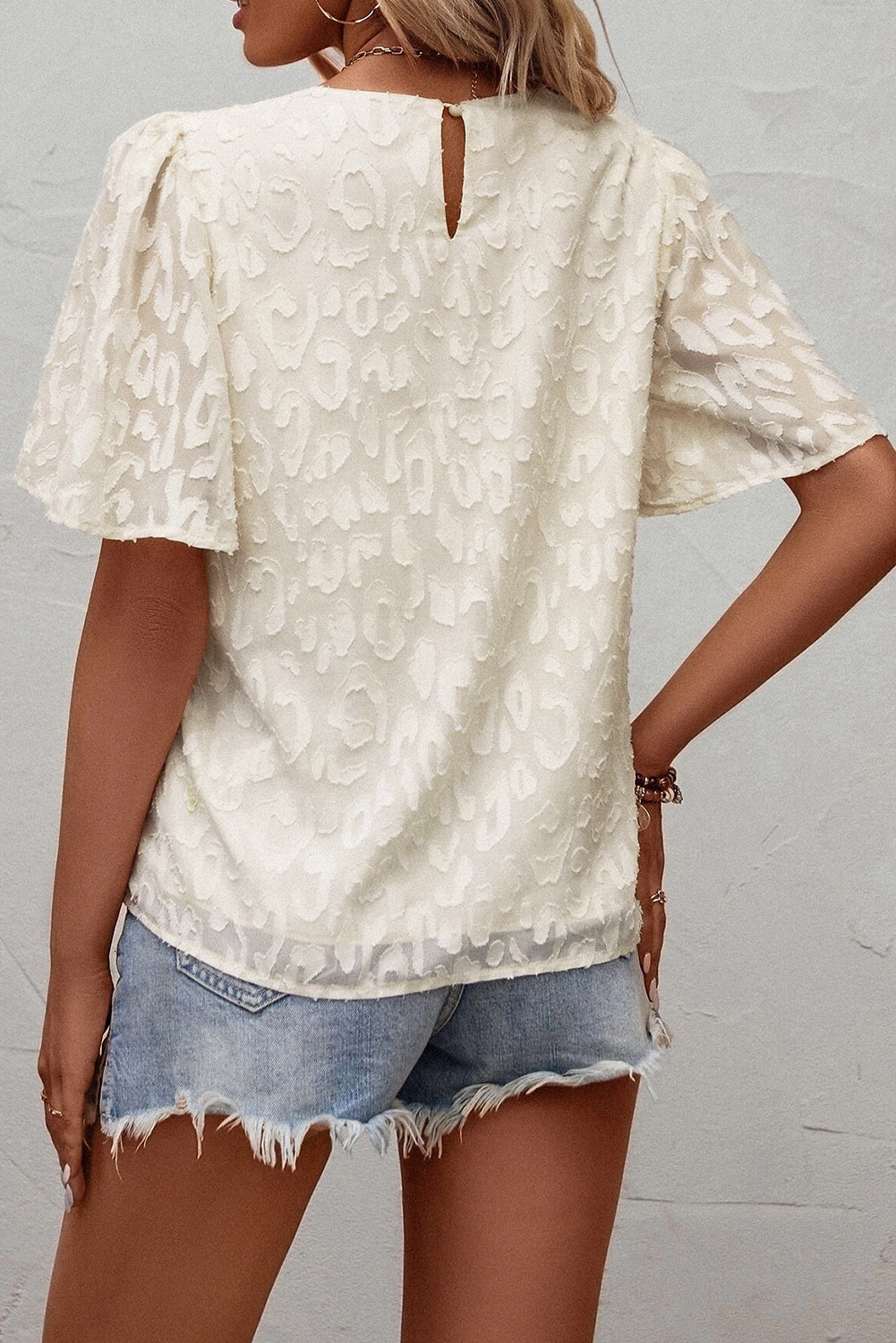 Isha's Jacquard Butterfly Sleeve Blouse