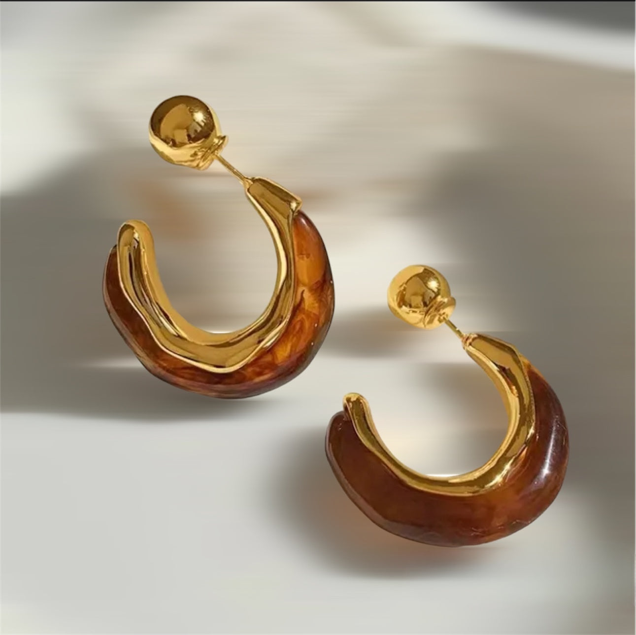 Brown C Shape Earrings