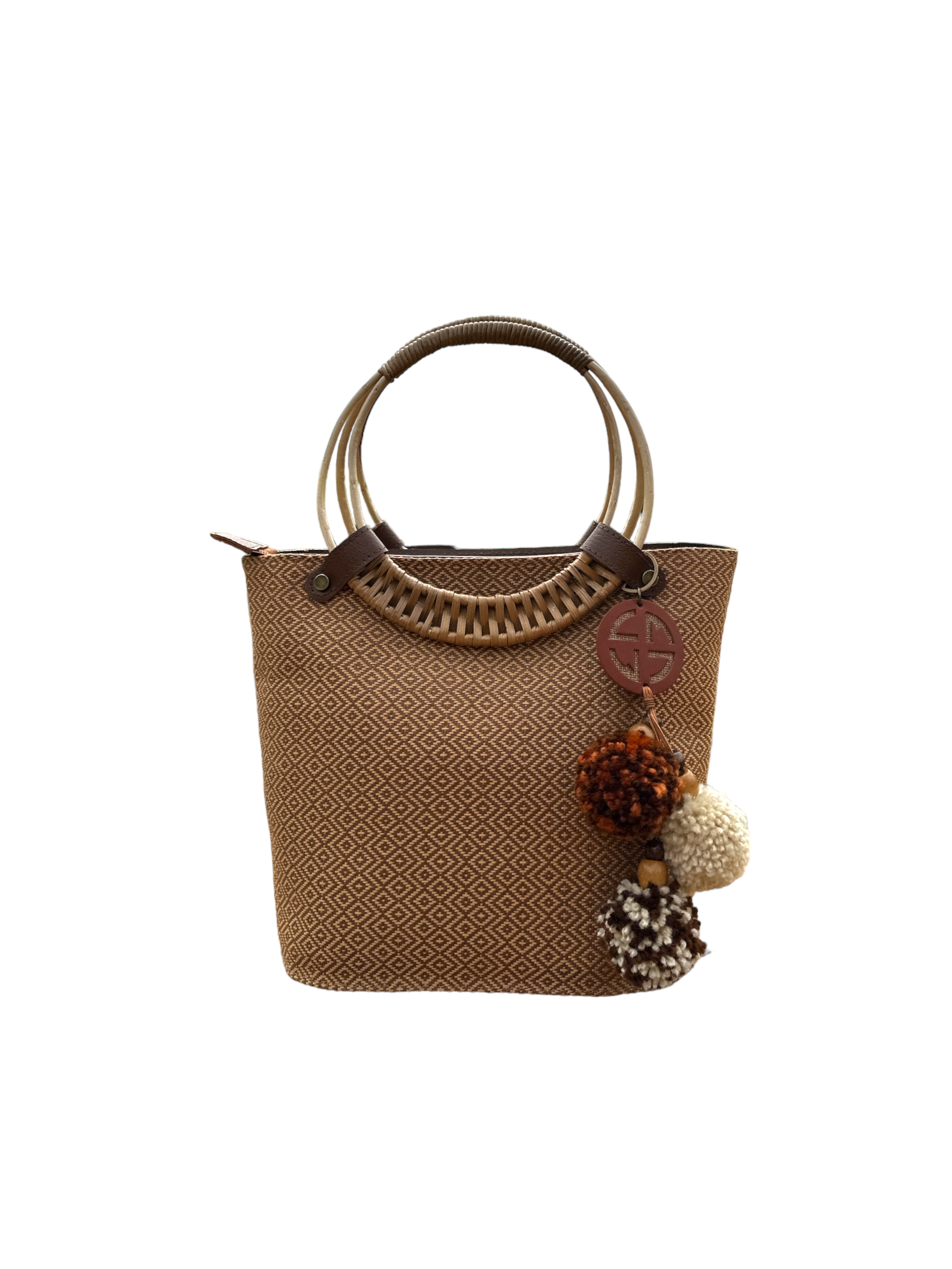 Round wooden Handle Handbag!